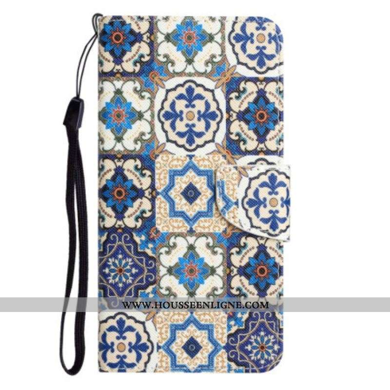 Housse Samsung Galaxy A54 5G Patchwork à Lanière