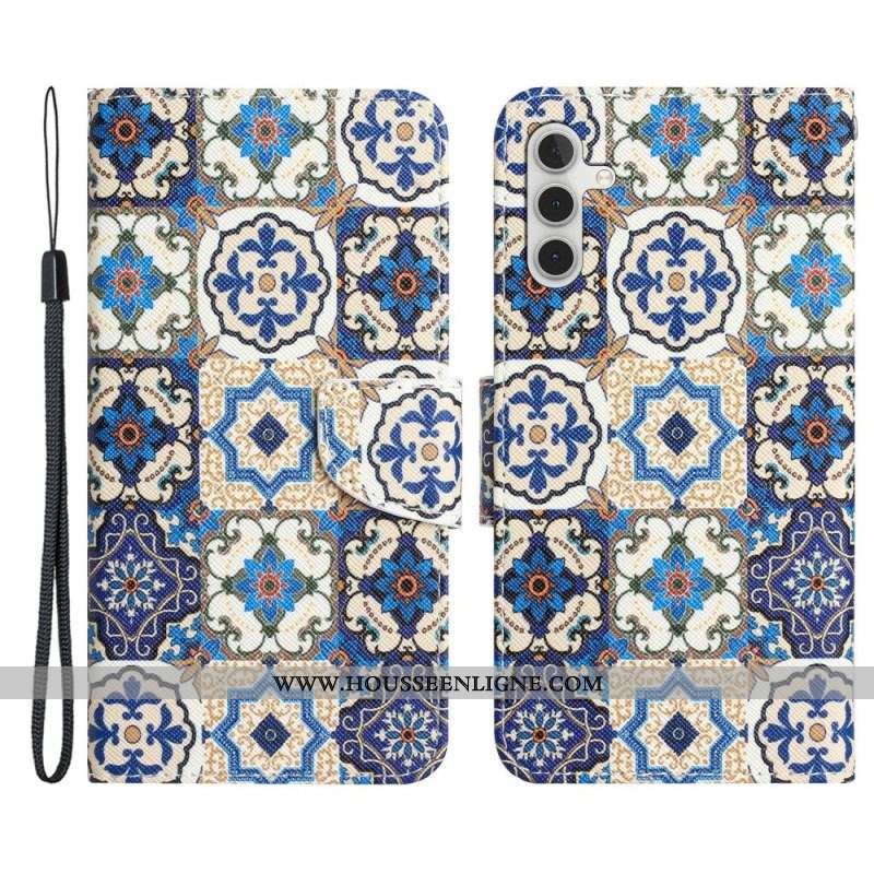 Housse Samsung Galaxy A54 5G Patchwork à Lanière