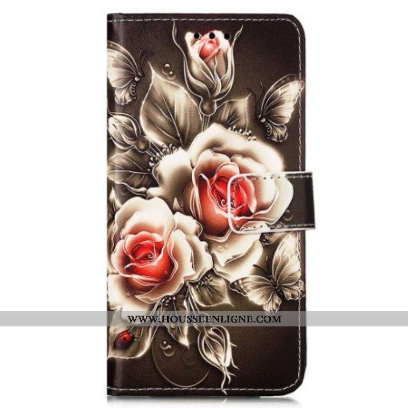 Housse Samsung Galaxy A54 5G Roses à Lanière
