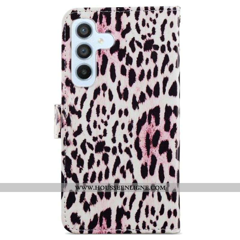 Housse Samsung Galaxy A54 5G Style Léopard à Lanière