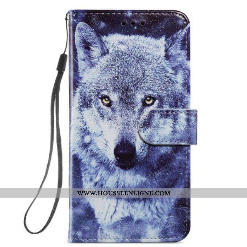 Housse Samsung Galaxy A54 5G Tendre Loup à Lanière