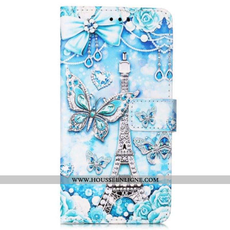 Housse Samsung Galaxy A54 5G Tour Eiffel Papillons