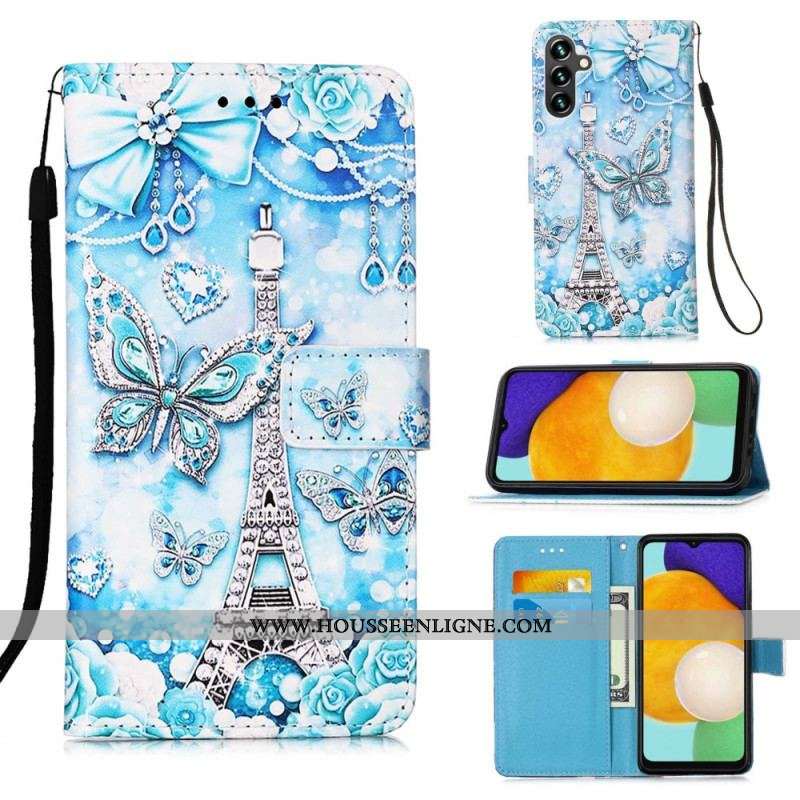 Housse Samsung Galaxy A54 5G Tour Eiffel Papillons