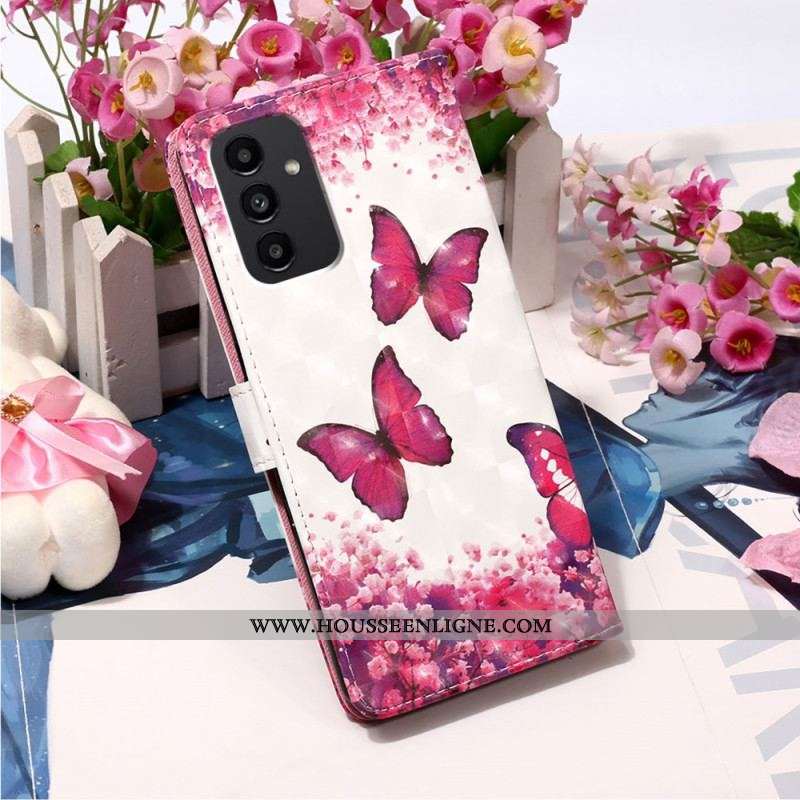 Housse Samsung Galaxy A54 5G Vol de Papillons à Lanière