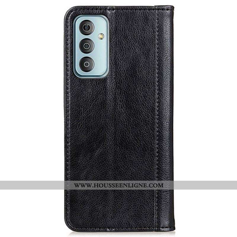 Housse Samsung Galaxy M13 Cuir Fendu Litchi