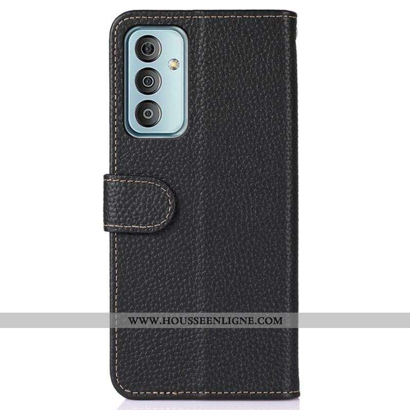 Housse Samsung Galaxy M13 Cuir Litchi KHAZNEH