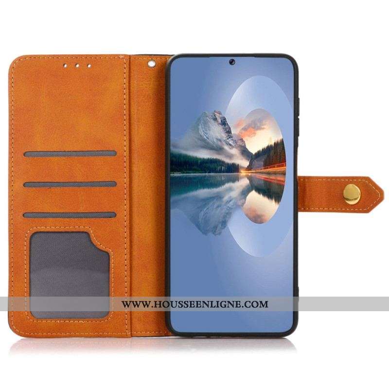 Housse Samsung Galaxy M13 Fermoir Doré KHAZNEH