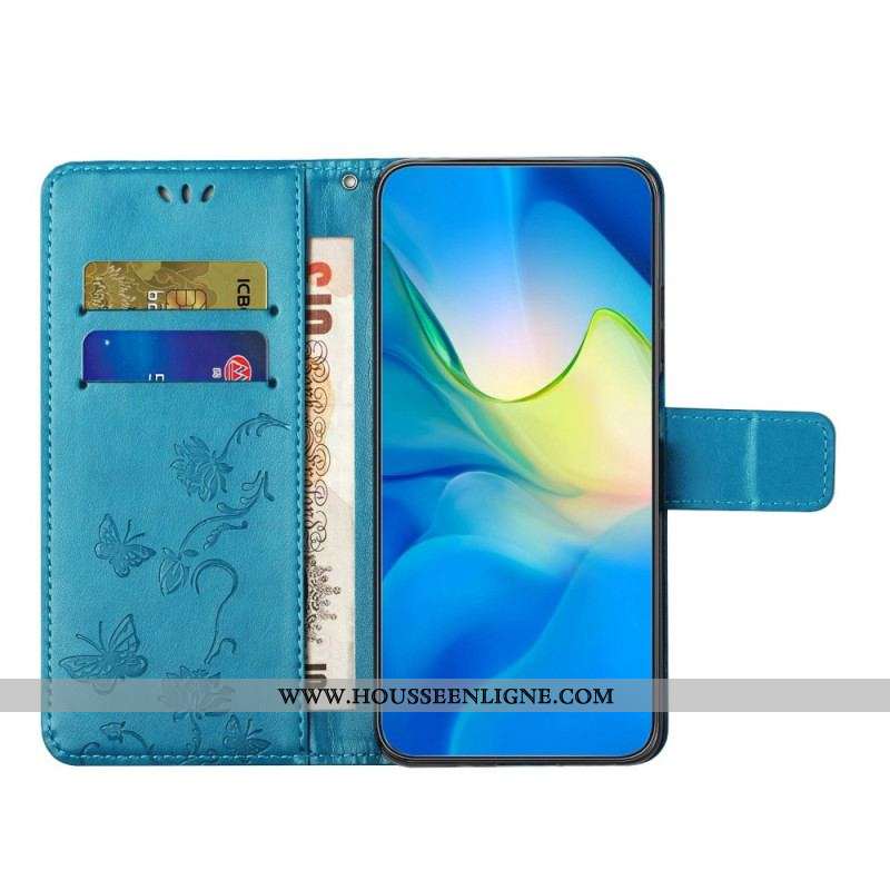 Housse Samsung Galaxy M13 Fleurettes à Lanière