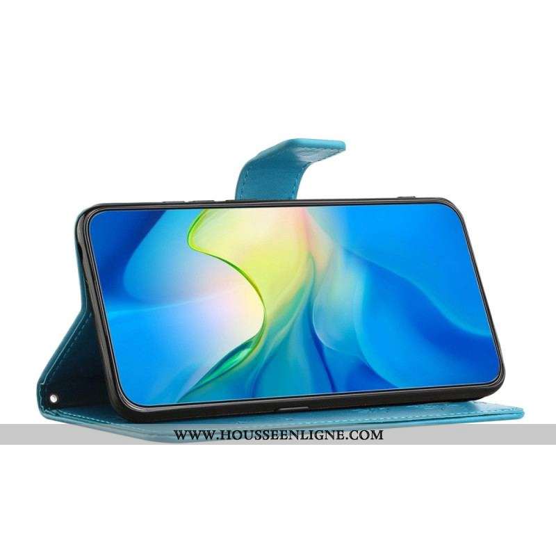 Housse Samsung Galaxy M13 Fleurettes à Lanière
