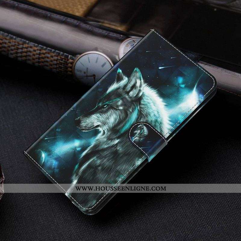 Housse Samsung Galaxy M13 Loup avec Lanière