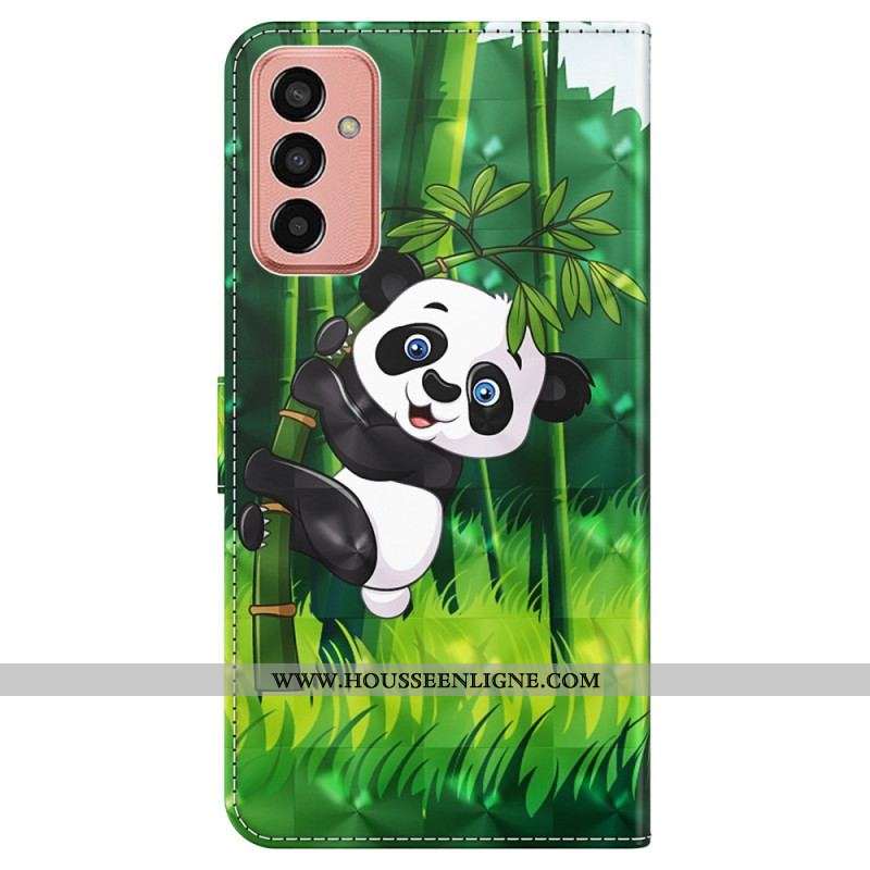 Housse Samsung Galaxy M13 Panda et Bambou avec Lanière