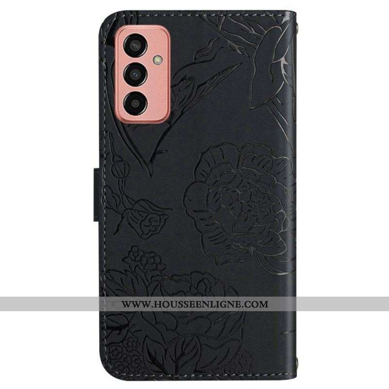 Housse Samsung Galaxy M13 Papillons Discrets et Lanière