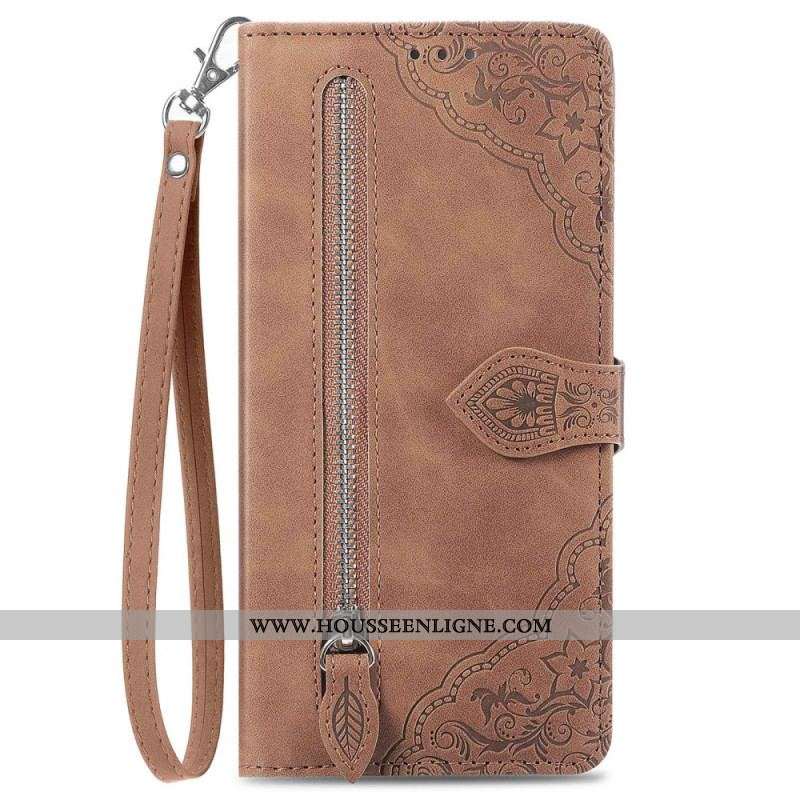 Housse Samsung Galaxy M13 Porte-Monnaie Frontal Fleurettes