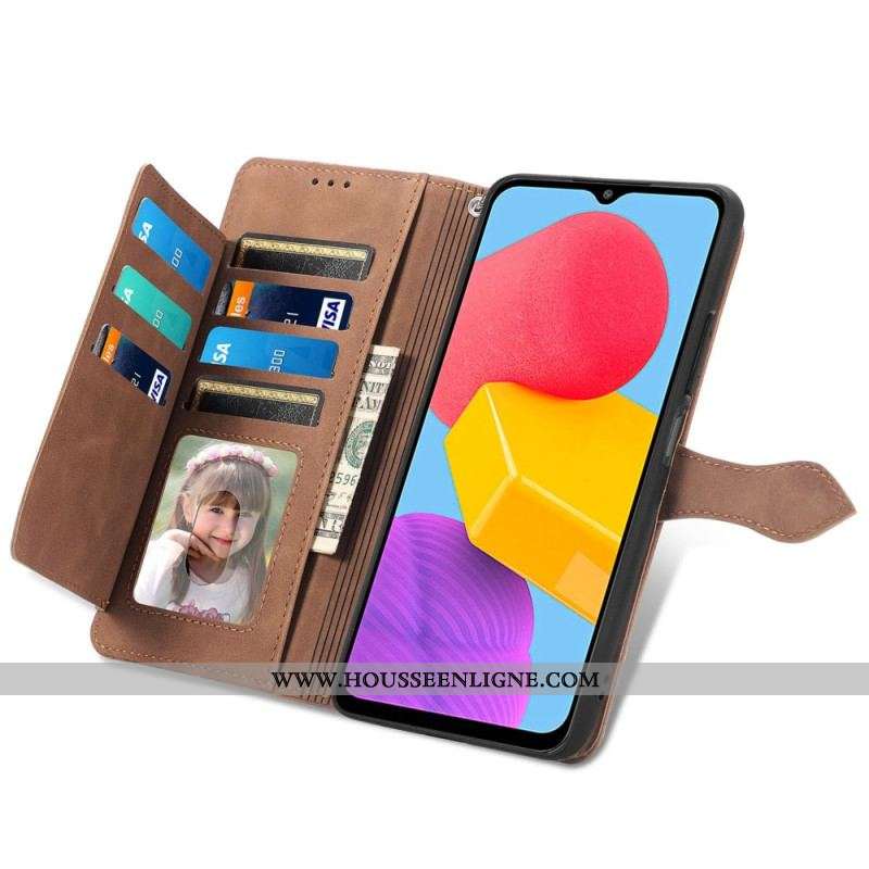 Housse Samsung Galaxy M13 Porte-Monnaie Frontal Fleurettes