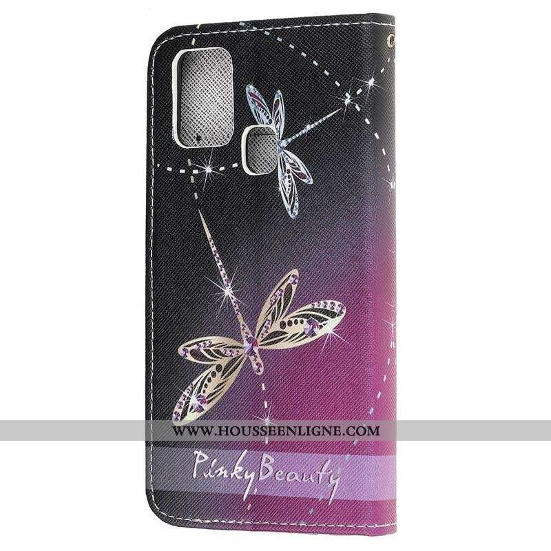 Housse Samsung Galaxy M21 Libellules à Lanière