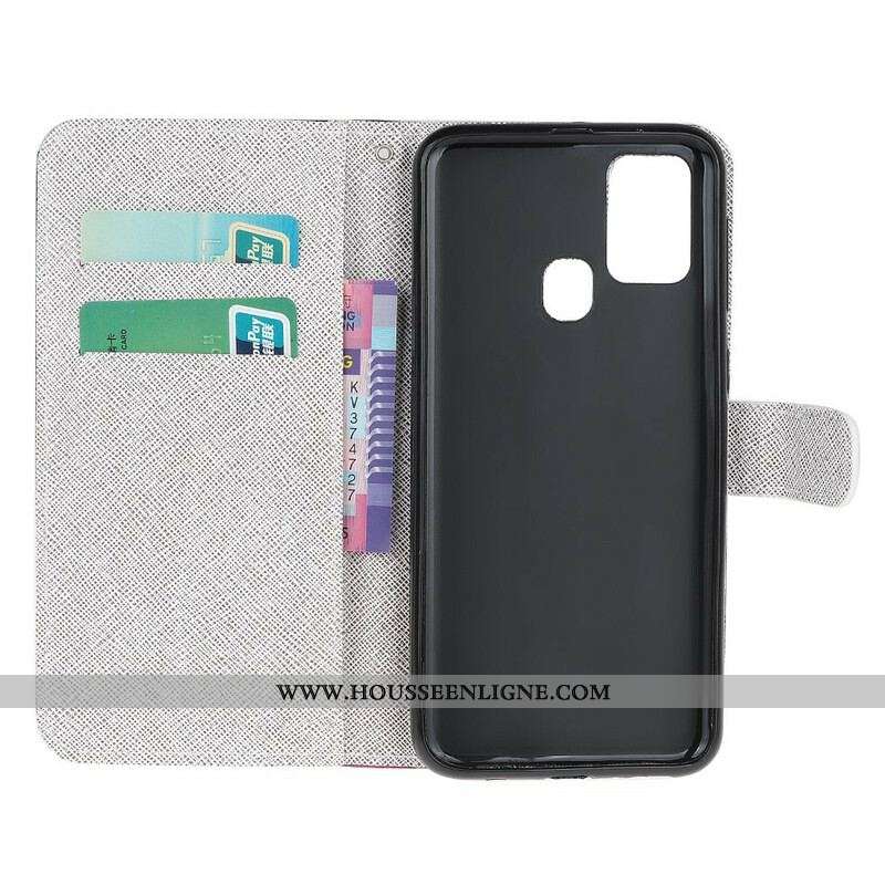 Housse Samsung Galaxy M21 Libellules à Lanière