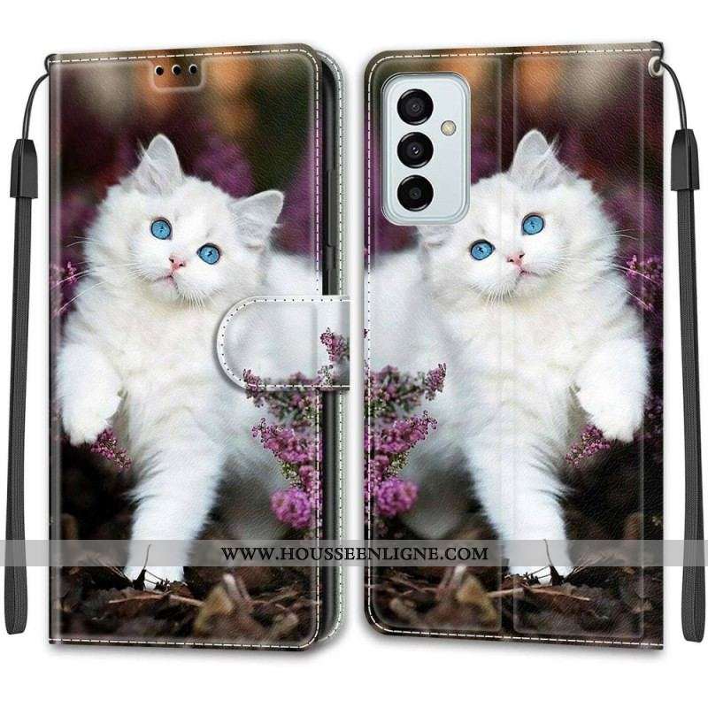 Housse Samsung Galaxy M23 5G Fan des Chats à Lanière