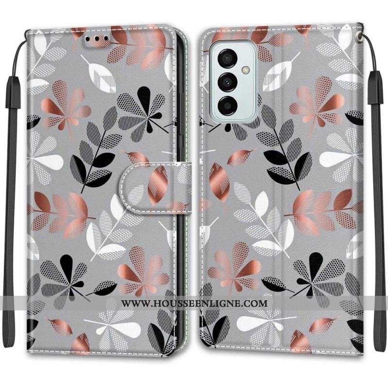 Housse Samsung Galaxy M23 5G Feuilles avec Lanière