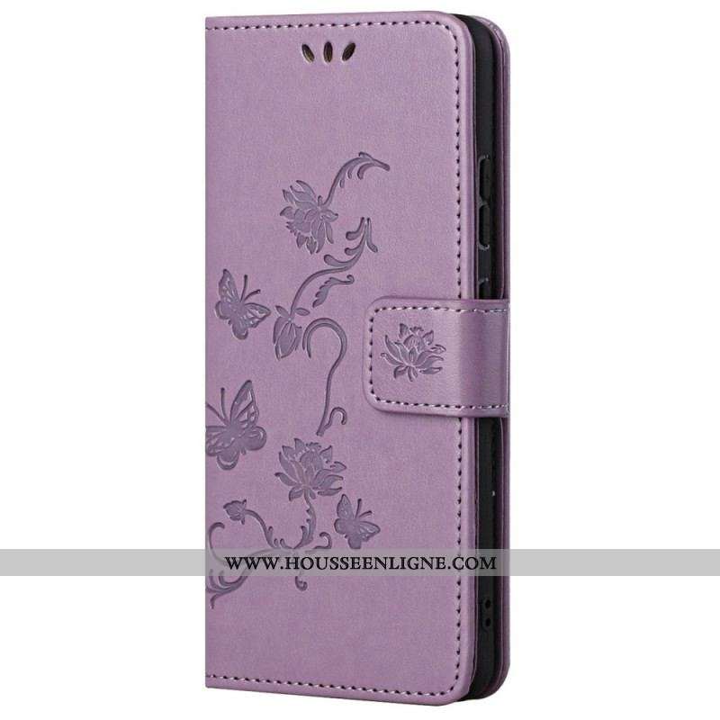 Housse Samsung Galaxy M23 5G Fleurs à Lanière