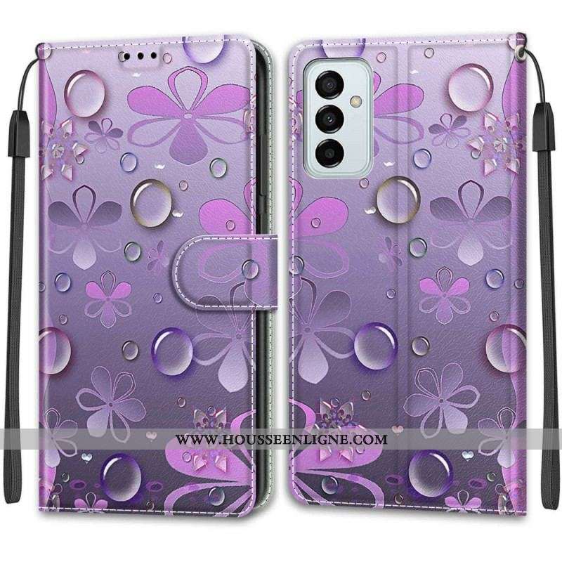 Housse Samsung Galaxy M23 5G Gouttes d'Eau avec Lanière