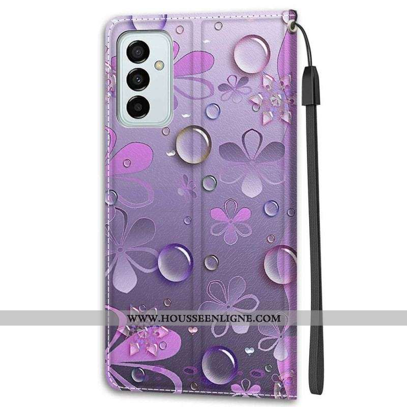 Housse Samsung Galaxy M23 5G Gouttes d'Eau avec Lanière
