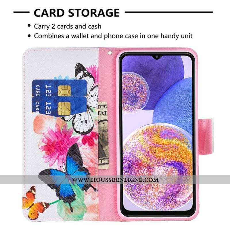 Housse Samsung Galaxy M23 5G Papillons Aquarelle