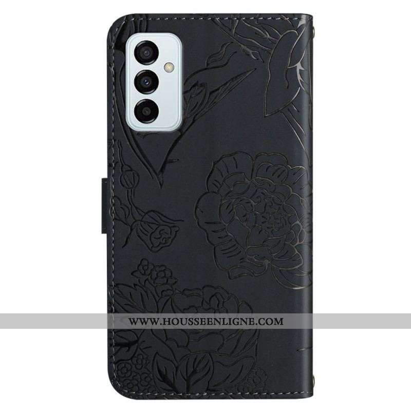 Housse Samsung Galaxy M23 5G Papillons Discrets et Lanière