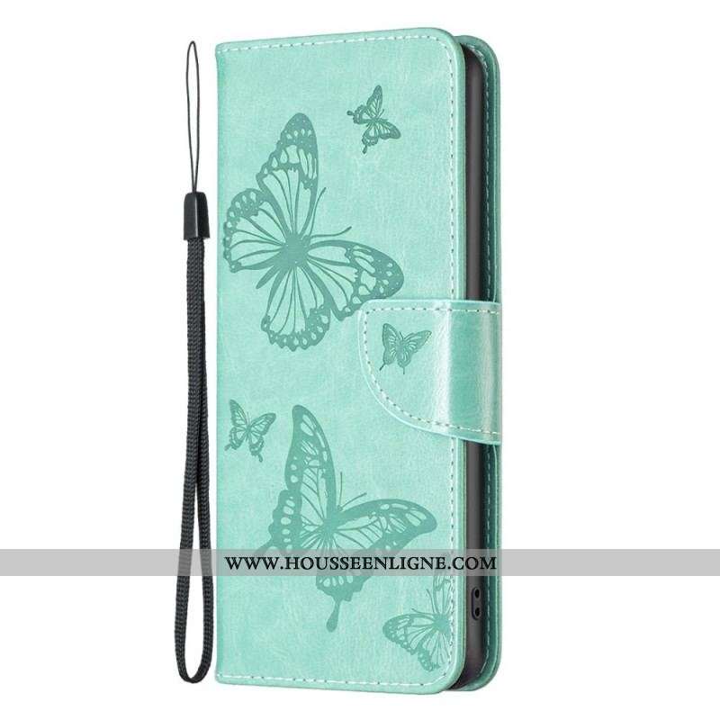 Housse Samsung Galaxy M23 5G Papillons Imprimés à Lanière