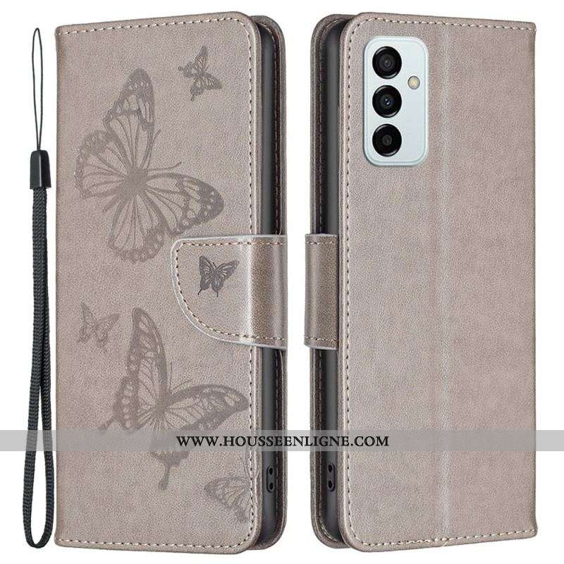 Housse Samsung Galaxy M23 5G Papillons Imprimés à Lanière