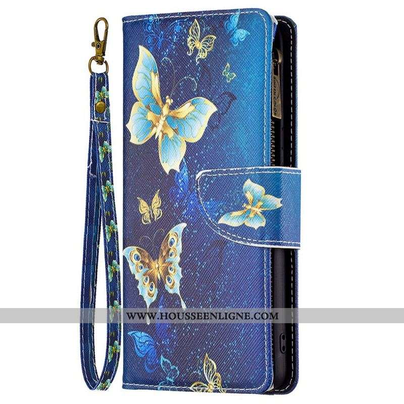 Housse Samsung Galaxy M23 5G Papillons Porte-monnaie et lanière