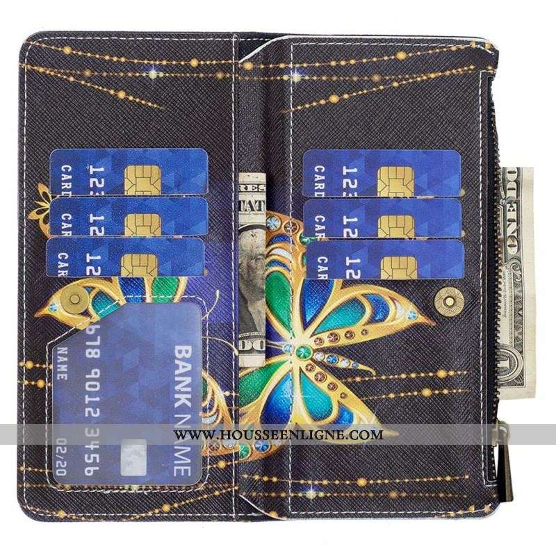 Housse Samsung Galaxy M23 5G Papillons Porte-monnaie et lanière
