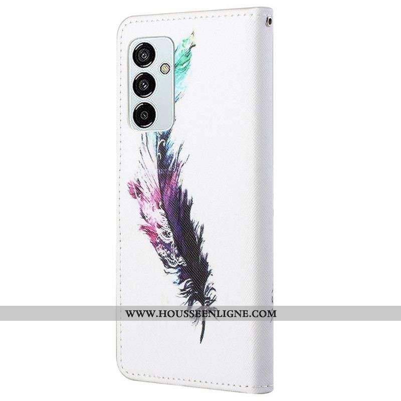 Housse Samsung Galaxy M23 5G Plume à Lanière