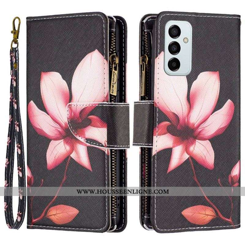 Housse Samsung Galaxy M23 5G Porte-Monnaie et Lanière Fleur