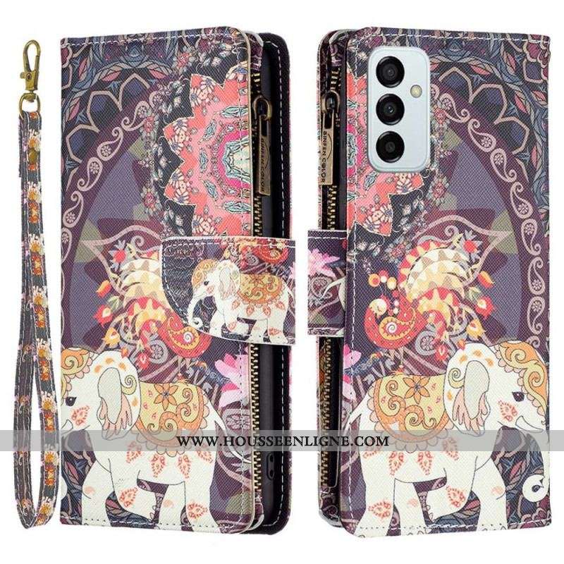 Housse Samsung Galaxy M23 5G Porte-monnaie et lanière Éléphant