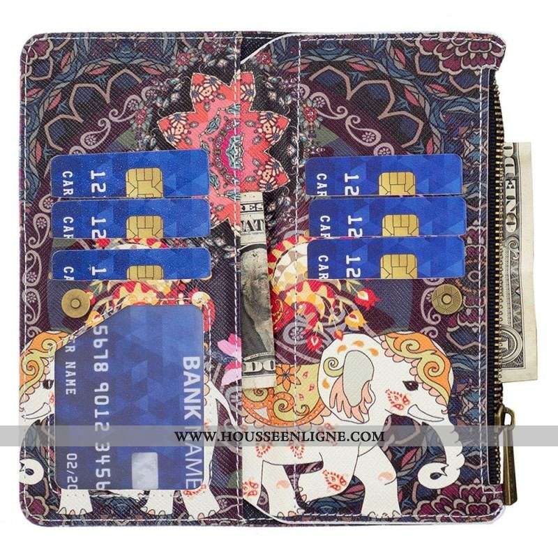 Housse Samsung Galaxy M23 5G Porte-monnaie et lanière Éléphant