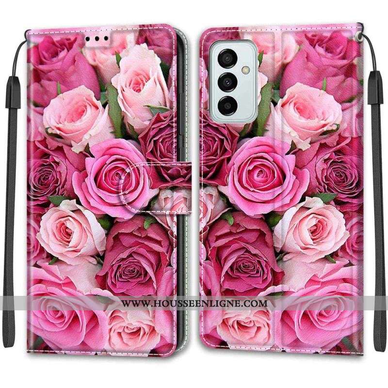 Housse Samsung Galaxy M23 5G Roses avec Lanière