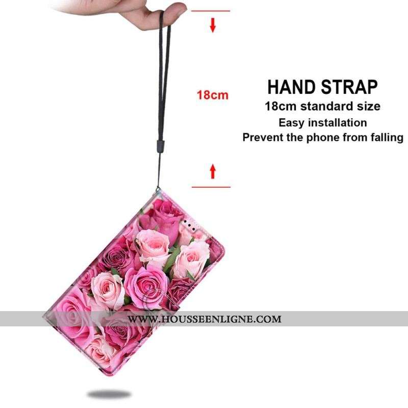 Housse Samsung Galaxy M23 5G Roses avec Lanière