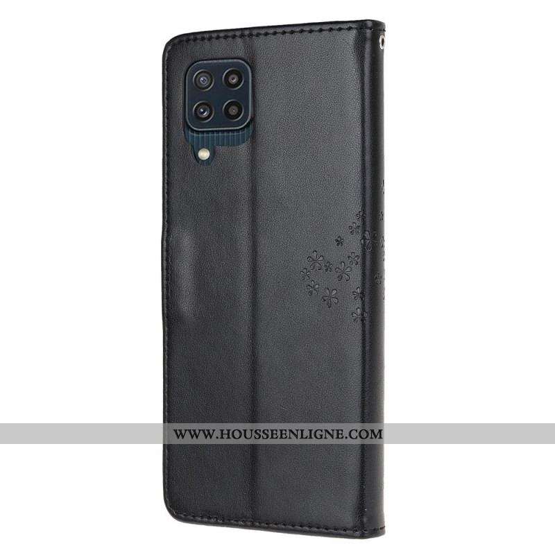 Housse Samsung Galaxy M32 Arbre et Hiboux à Lanière