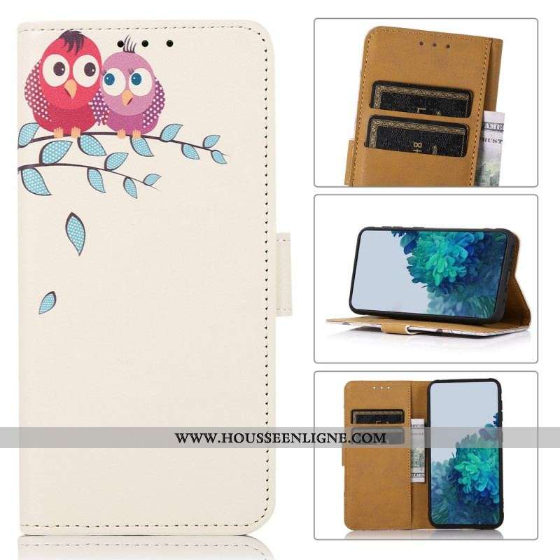 Housse Samsung Galaxy M32 Couple De Hiboux Sur l'Arbre