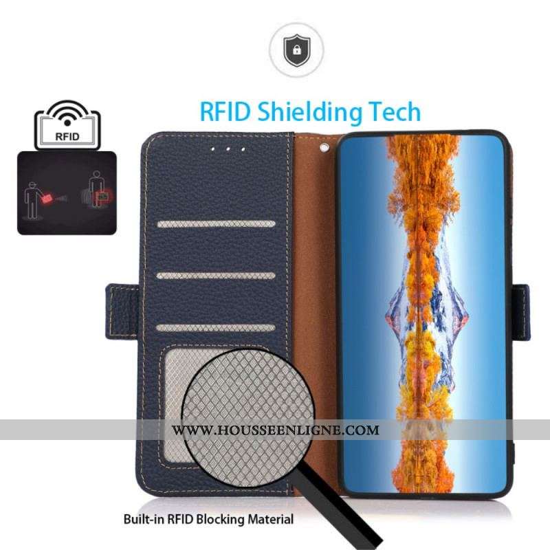 Housse Samsung Galaxy M32 Cuir Litchi KHAZNEH RFID