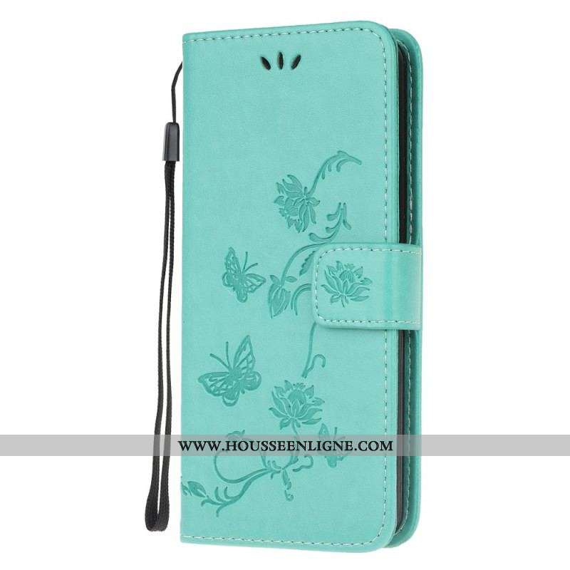 Housse Samsung Galaxy M32 Fleurs à Lanière