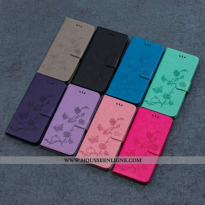 Housse Samsung Galaxy M32 Fleurs à Lanière