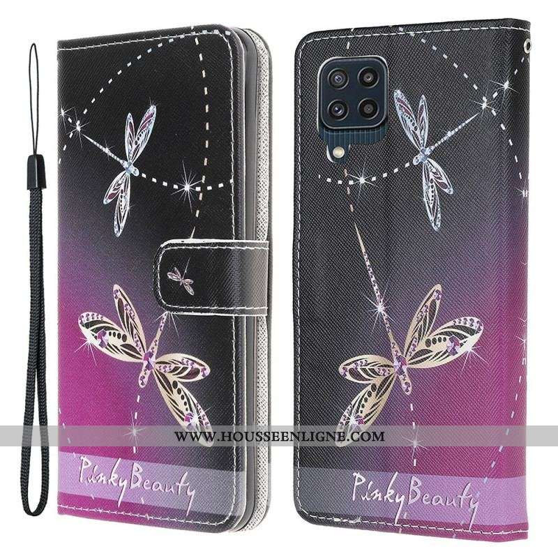 Housse Samsung Galaxy M32 Libellules à Lanière