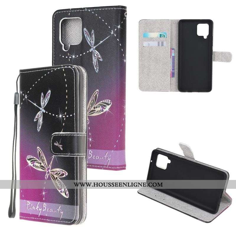 Housse Samsung Galaxy M32 Libellules à Lanière