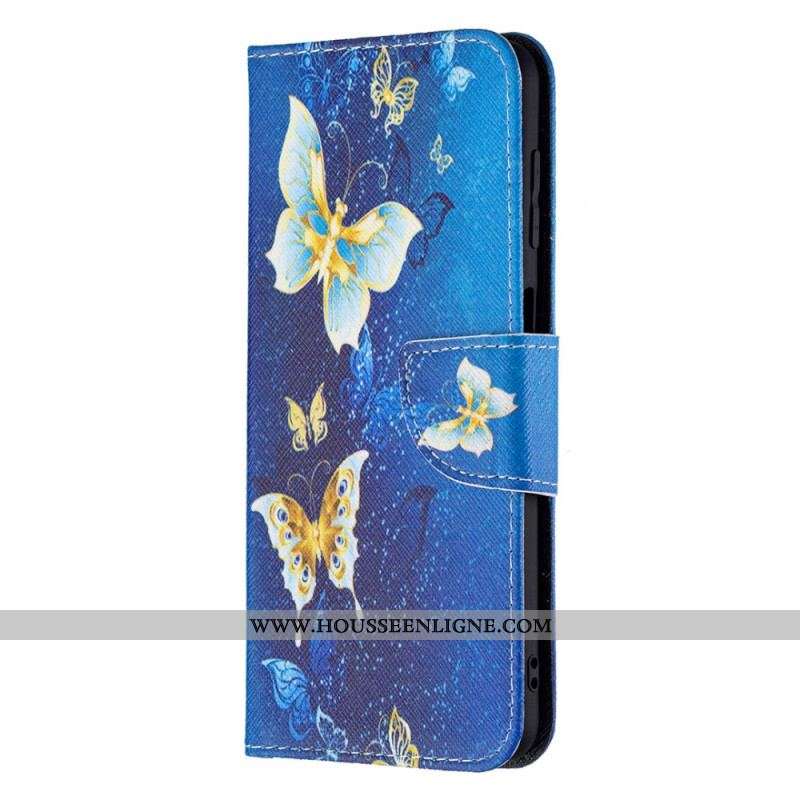 Housse Samsung Galaxy M32 Papillons Dorés