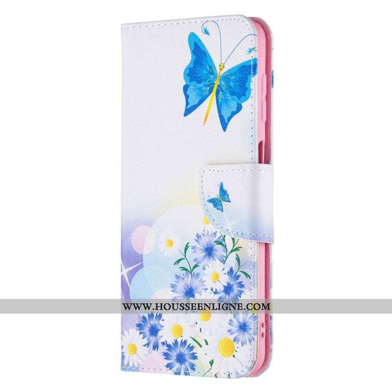 Housse Samsung Galaxy M32 Papillons et Fleurs Peints
