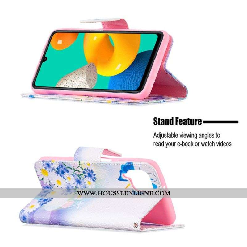 Housse Samsung Galaxy M32 Papillons et Fleurs Peints