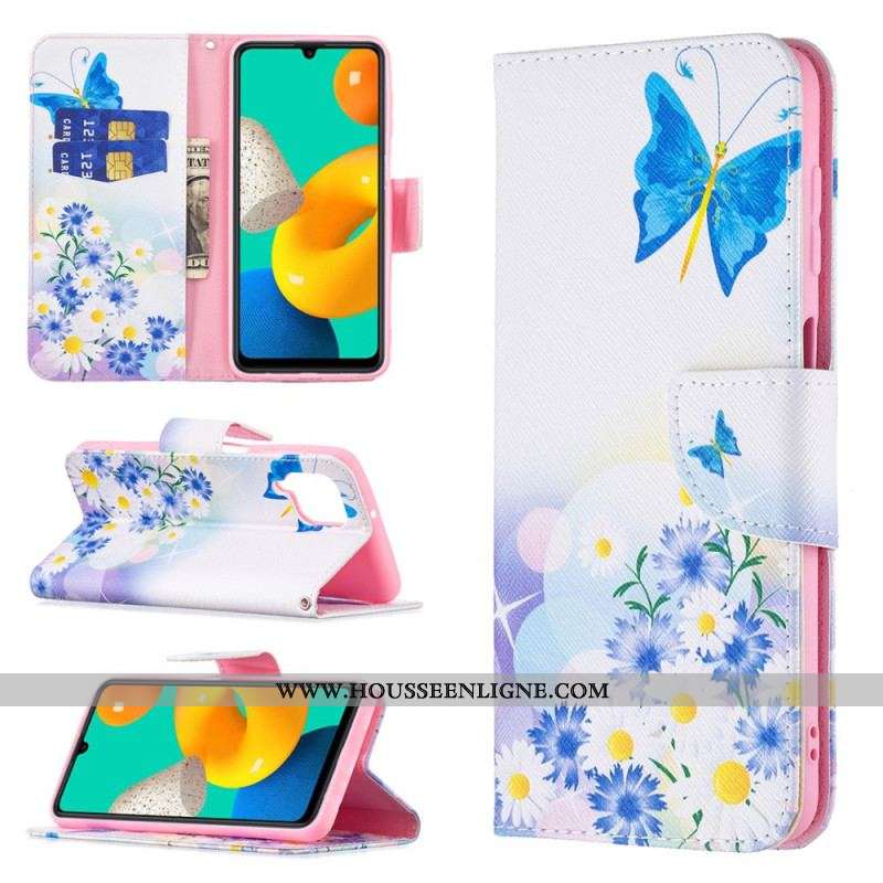 Housse Samsung Galaxy M32 Papillons et Fleurs Peints