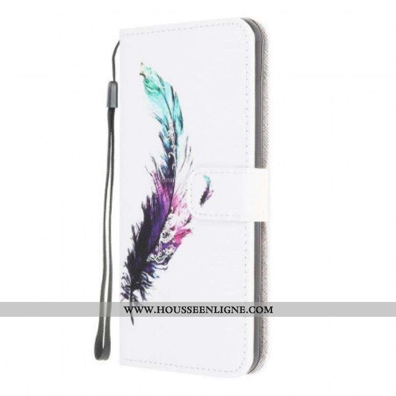 Housse Samsung Galaxy M32 Plume à Lanière