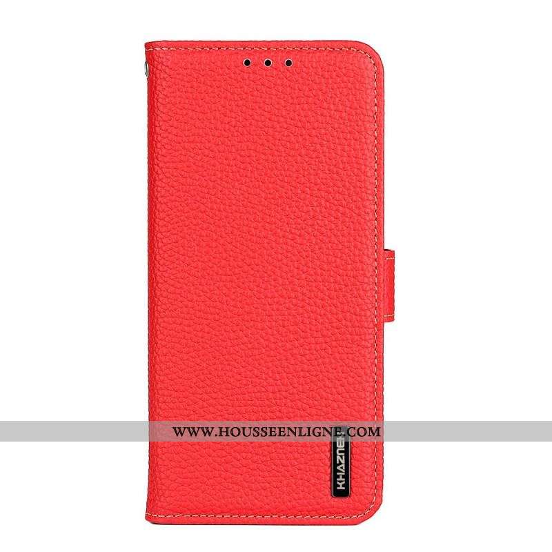 Housse Samsung Galaxy M32 Véritable Cuir Litchi KHAZNEH RFID